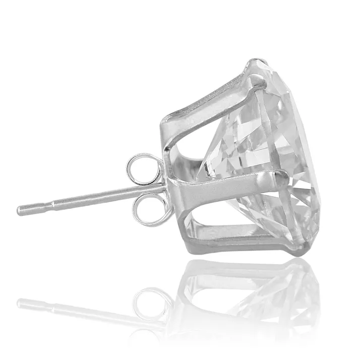 Earrings Teeda EZ2110 Round CZ Stud Earrings 12mm