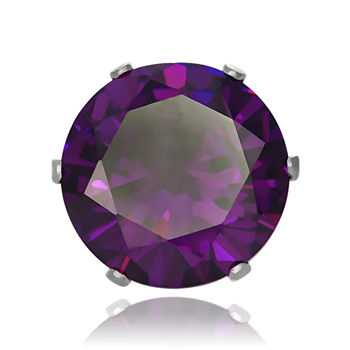 Earrings Teeda EZ2110 Round CZ Stud Earrings 12mm