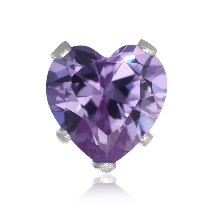 Earrings Teeda EZ2210 Heart CZ Stud Earrings 7mm