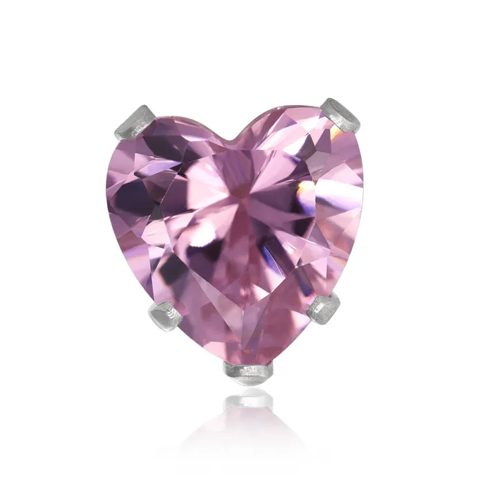 Earrings Teeda EZ2210 Heart CZ Stud Earrings 7mm
