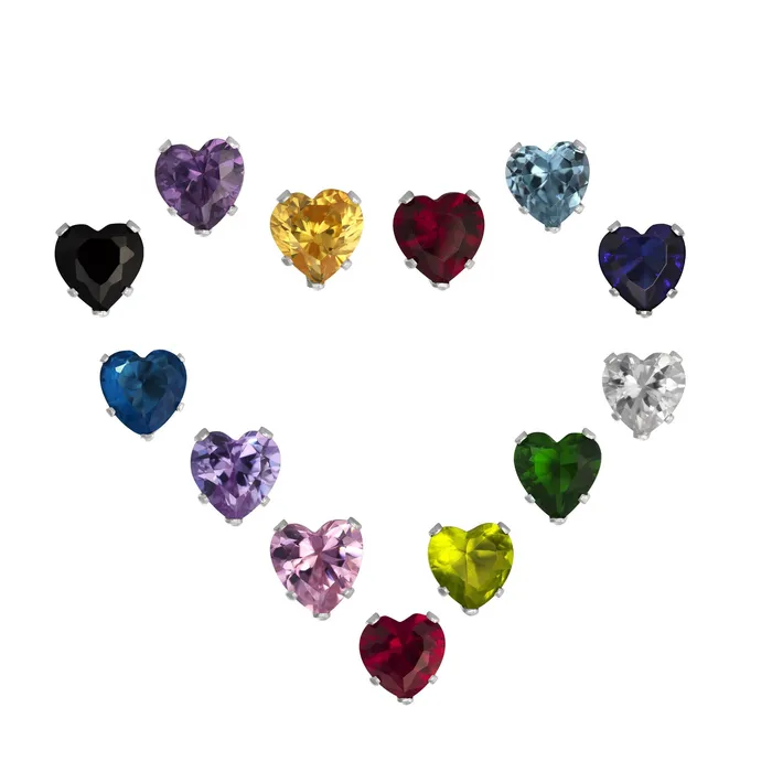 Earrings Teeda EZ2210 Heart CZ Stud Earrings 7mm