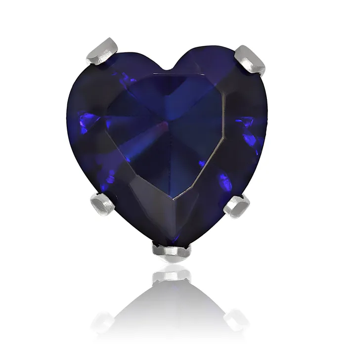 Earrings Teeda EZ2210 Heart CZ Stud Earrings 7mm