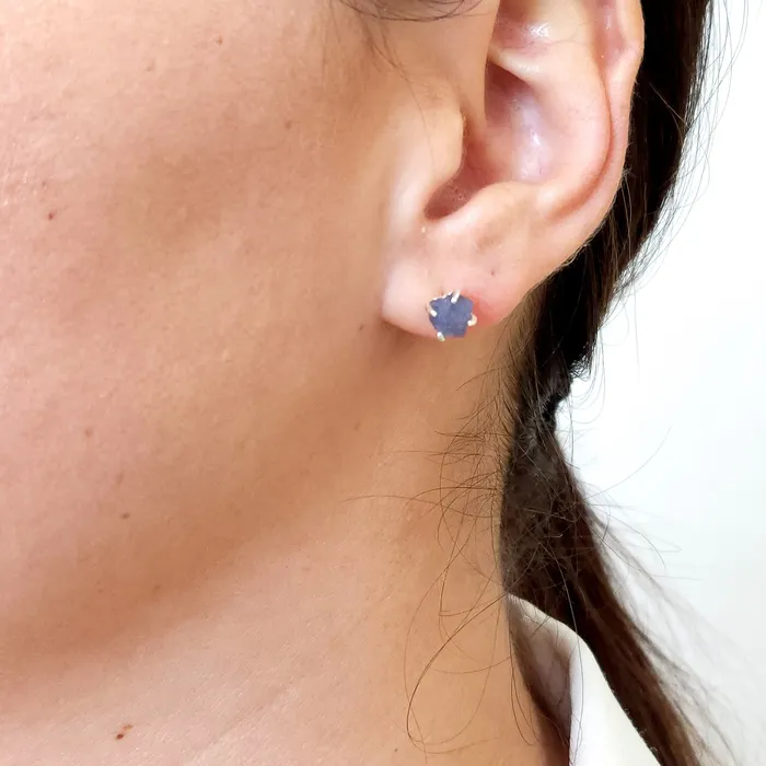 Earrings Uniquelan Jewelry Tiny Raw Tanzanite Stud Earrings