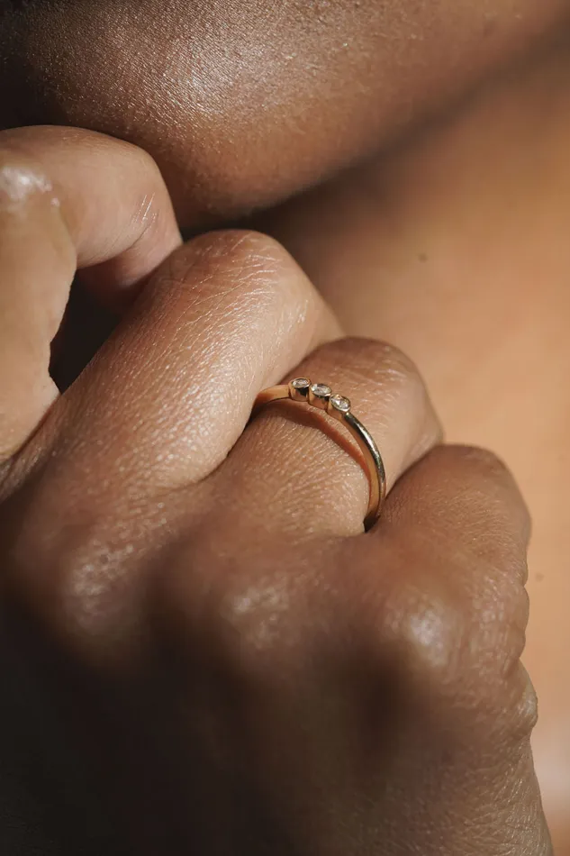 Earthen Jewelry Rings Triple Diamond Stacking Ring