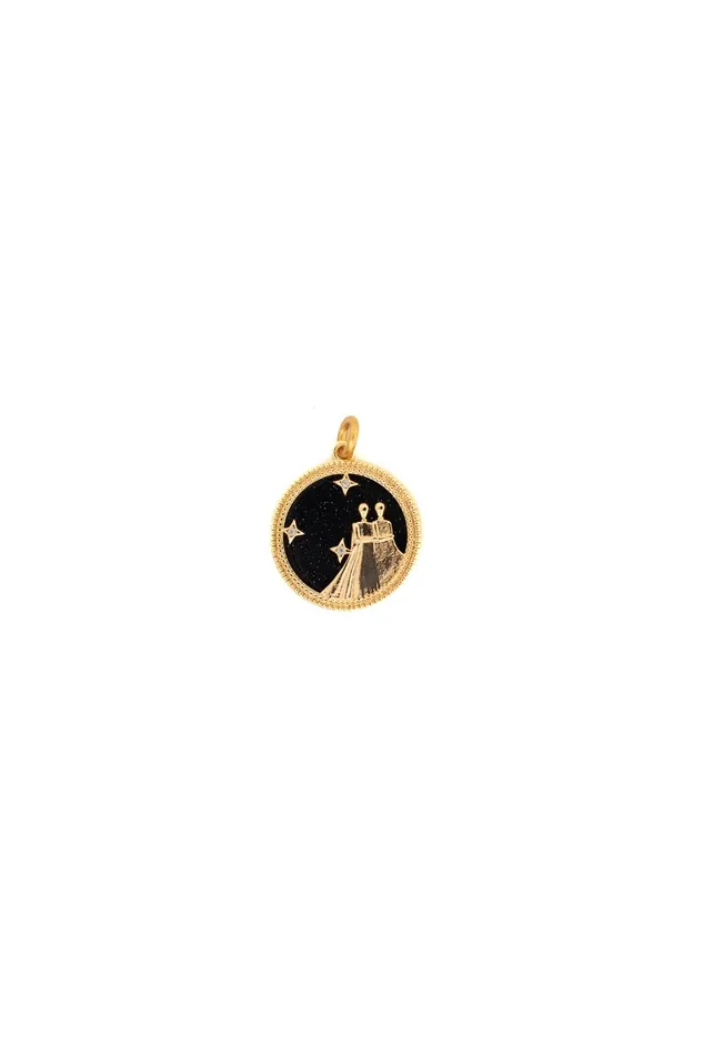 Elizabeth Cole Jewelry Charm Necklaces Black Gold Zodiac Charm Elizabeth Cole Jewelry Charm Necklaces Black Gold Zodiac Charm
