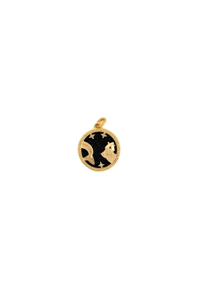 Elizabeth Cole Jewelry Charm Necklaces Black Gold Zodiac Charm Elizabeth Cole Jewelry Charm Necklaces Black Gold Zodiac Charm