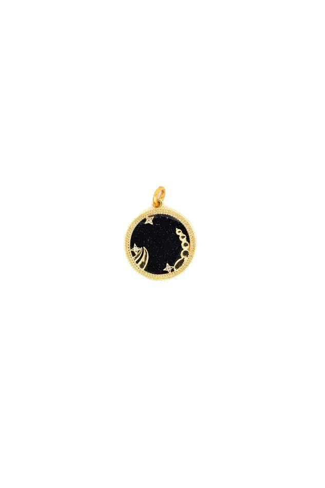 Elizabeth Cole Jewelry Charm Necklaces Black Gold Zodiac Charm Elizabeth Cole Jewelry Charm Necklaces Black Gold Zodiac Charm