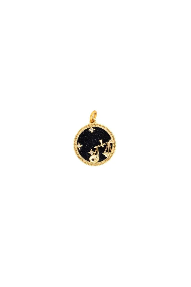 Elizabeth Cole Jewelry Charm Necklaces Black Gold Zodiac Charm Elizabeth Cole Jewelry Charm Necklaces Black Gold Zodiac Charm