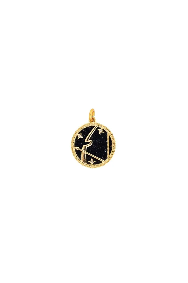 Elizabeth Cole Jewelry Charm Necklaces Black Gold Zodiac Charm Elizabeth Cole Jewelry Charm Necklaces Black Gold Zodiac Charm