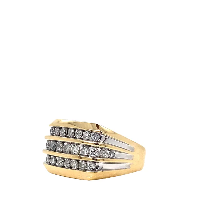 Estate 14K White Yellow Gold 150ctw Channel Mens Diamond Ring Thollot Diamonds and Jewelry Estate Rings