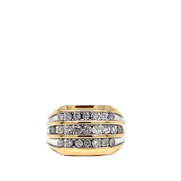 Estate 14K White Yellow Gold 150ctw Channel Mens Diamond Ring Thollot Diamonds and Jewelry Estate Rings Estate 14K White Yellow Gold 150ctw Channel Mens Diamond Ring Thollot Diamonds and Jewelry Estate Rings