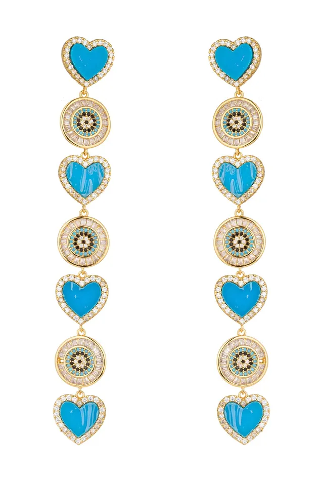 Eye Candy LA Earrings Amanda 18K Gold Plated Heart Drop Cubic Zirconia Earrings