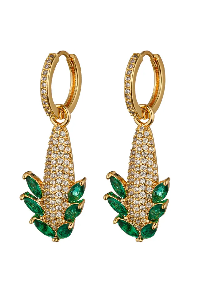 Eye Candy LA Earrings Yellow Corn 18K Gold Plated CZ Drop Earrings