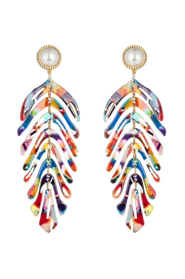 Eye Candy LA Lindsay Rainbow Leaf Earrings Earrings