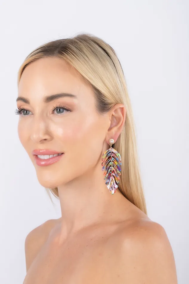Eye Candy LA Lindsay Rainbow Leaf Earrings Earrings