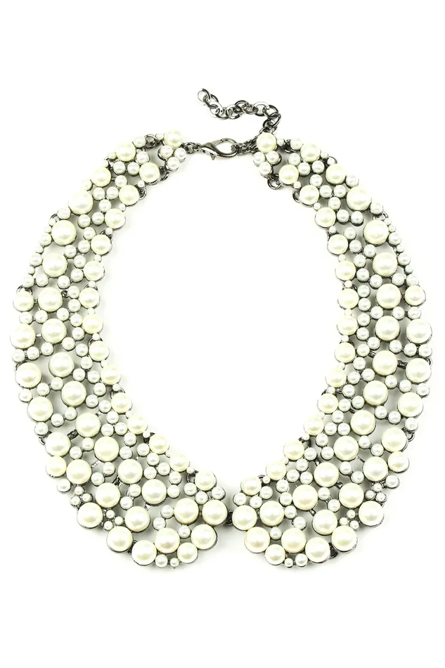 Eye Candy LA Necklaces Diana Collar Necklace Silver Pearl