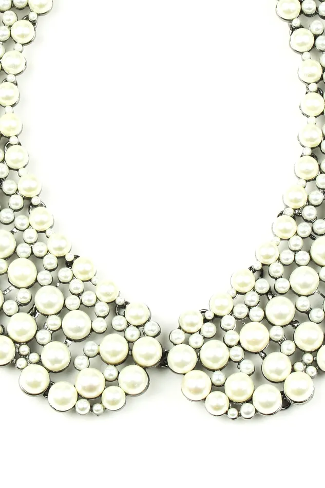 Eye Candy LA Necklaces Diana Collar Necklace Silver Pearl