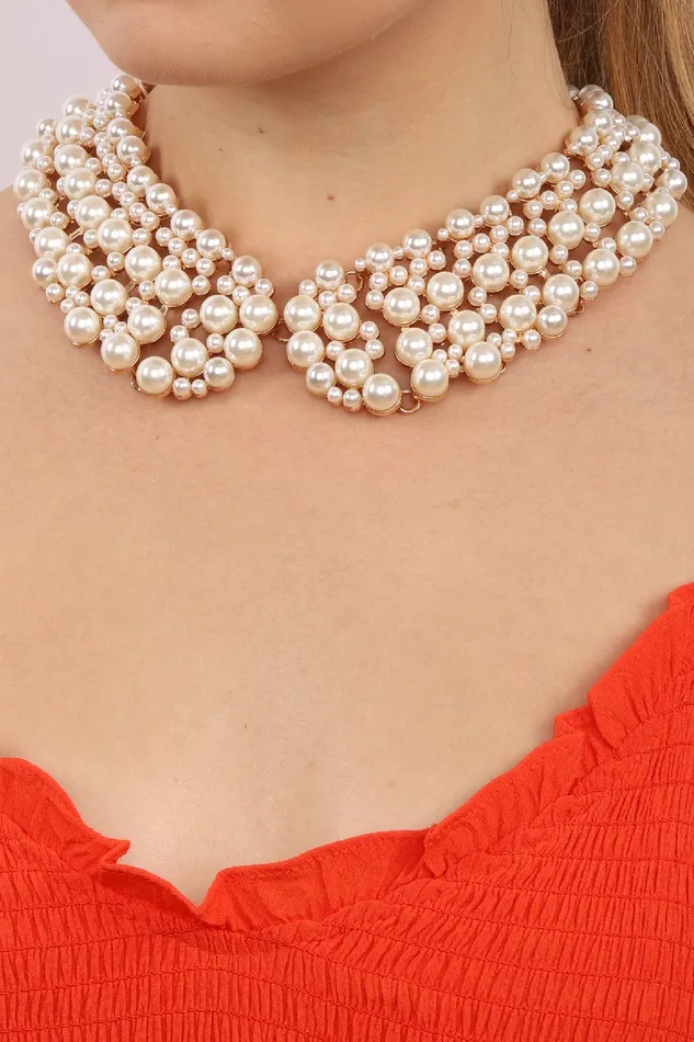 Eye Candy LA Necklaces Diana Collar Necklace Silver Pearl