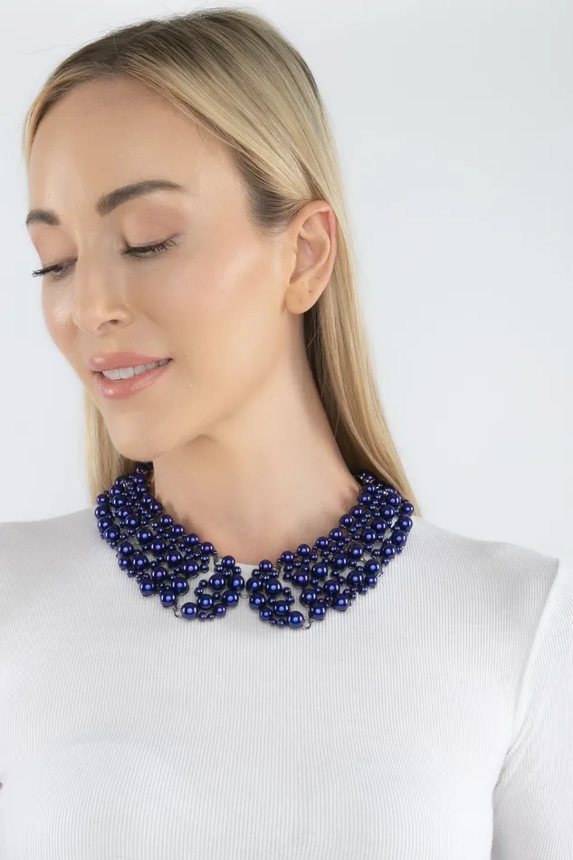 Eye Candy LA Necklaces Diana Collar Necklace Silver Pearl