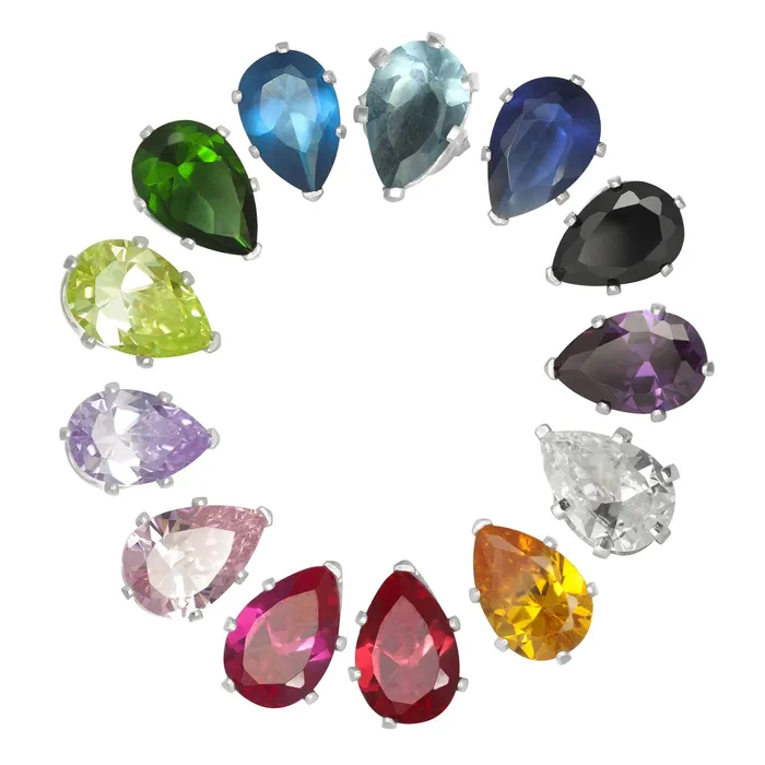 EZ2450 Pear CZ Stud Earrings 9x6mm Teeda Earrings