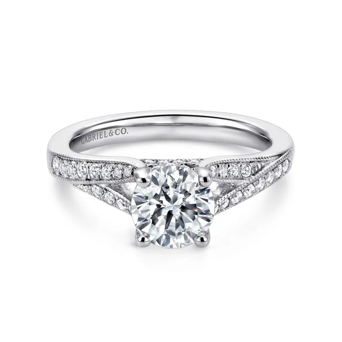 Gabriel 14K White Gold 25ctw 4 Prong Style Diamond SemiMount Engagement Ring GABRIEL CO Rings Gabriel 14K White Gold 25ctw 4 Prong Style Diamond SemiMount Engagement Ring GABRIEL CO Rings