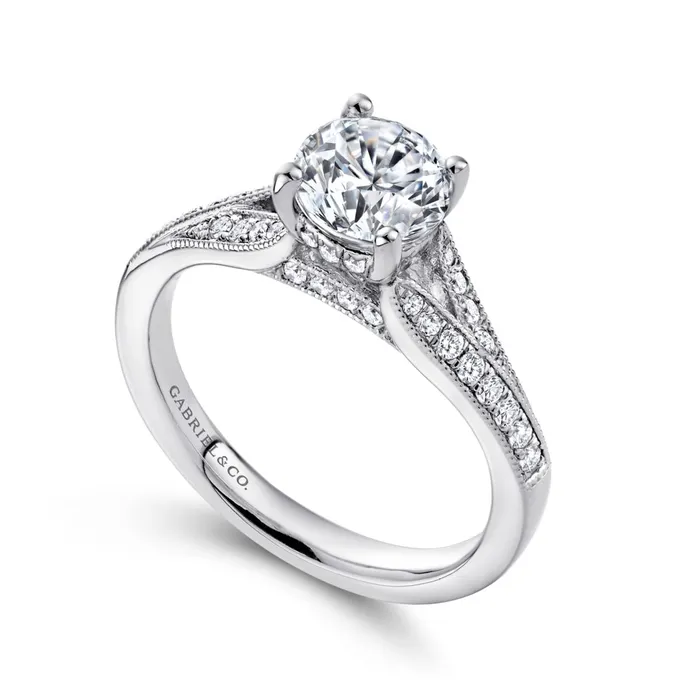 Gabriel 14K White Gold 25ctw 4 Prong Style Diamond SemiMount Engagement Ring GABRIEL CO Rings Gabriel 14K White Gold 25ctw 4 Prong Style Diamond SemiMount Engagement Ring GABRIEL CO Rings