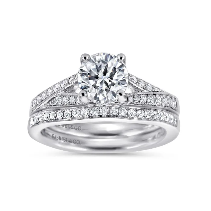 Gabriel 14K White Gold 25ctw 4 Prong Style Diamond SemiMount Engagement Ring GABRIEL CO Rings Gabriel 14K White Gold 25ctw 4 Prong Style Diamond SemiMount Engagement Ring GABRIEL CO Rings