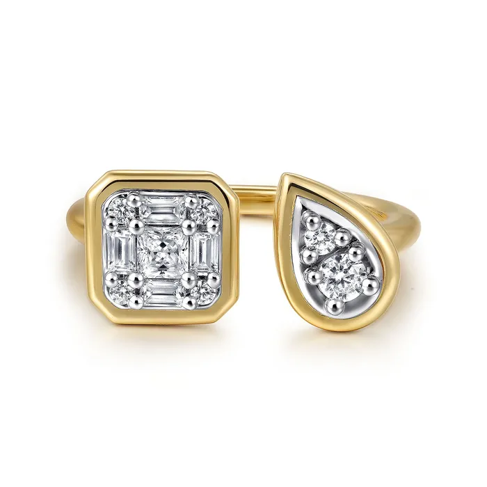 Gabriel 14K Yellow Gold 048ctw Toi et Moi Diamond Fashion Ring GABRIEL CO Rings Gabriel 14K Yellow Gold 048ctw Toi et Moi Diamond Fashion Ring GABRIEL CO Rings