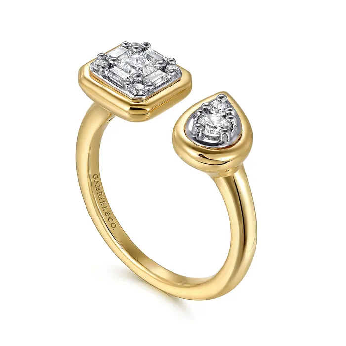 Gabriel 14K Yellow Gold 048ctw Toi et Moi Diamond Fashion Ring GABRIEL CO Rings Gabriel 14K Yellow Gold 048ctw Toi et Moi Diamond Fashion Ring GABRIEL CO Rings