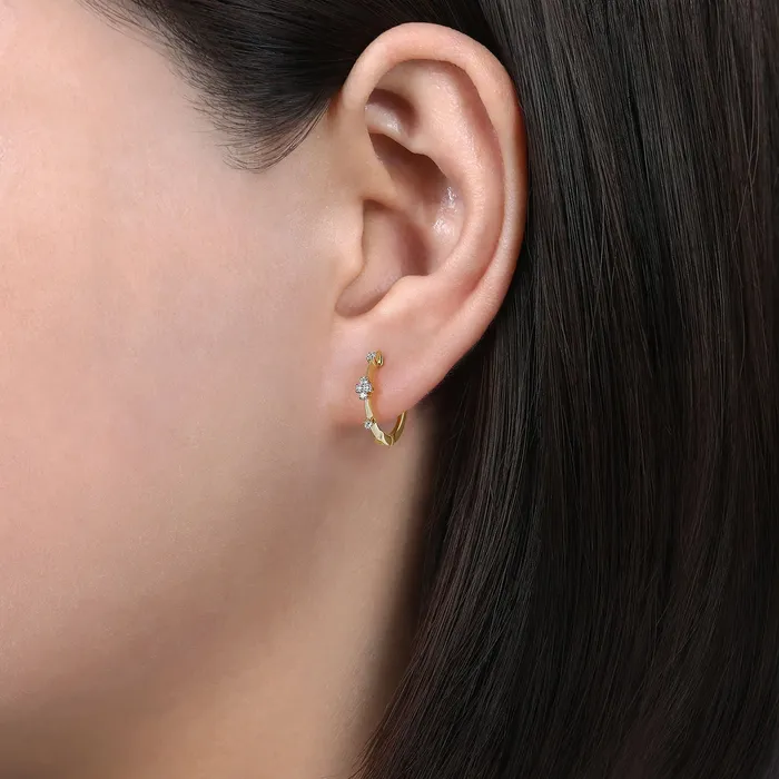 GABRIEL CO Earrings Gabriel 14K Yellow Gold 008ctw Contemporary Fancy Hoop Style Diamond Earrings GABRIEL CO Earrings Gabriel 14K Yellow Gold 008ctw Contemporary Fancy Hoop Style Diamond Earrings