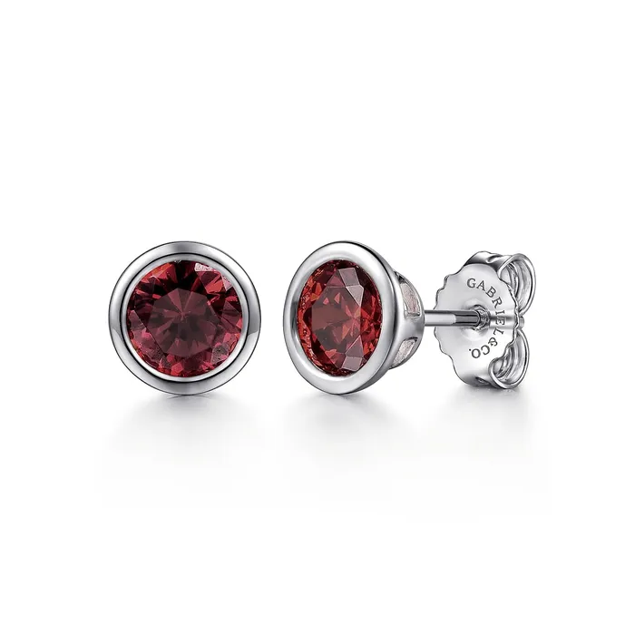 GABRIEL CO Earrings Gabriel Sterling Silver 204ctw Solitaire Bezel Style Round Garnets Earrings GABRIEL CO Earrings Gabriel Sterling Silver 204ctw Solitaire Bezel Style Round Garnets Earrings