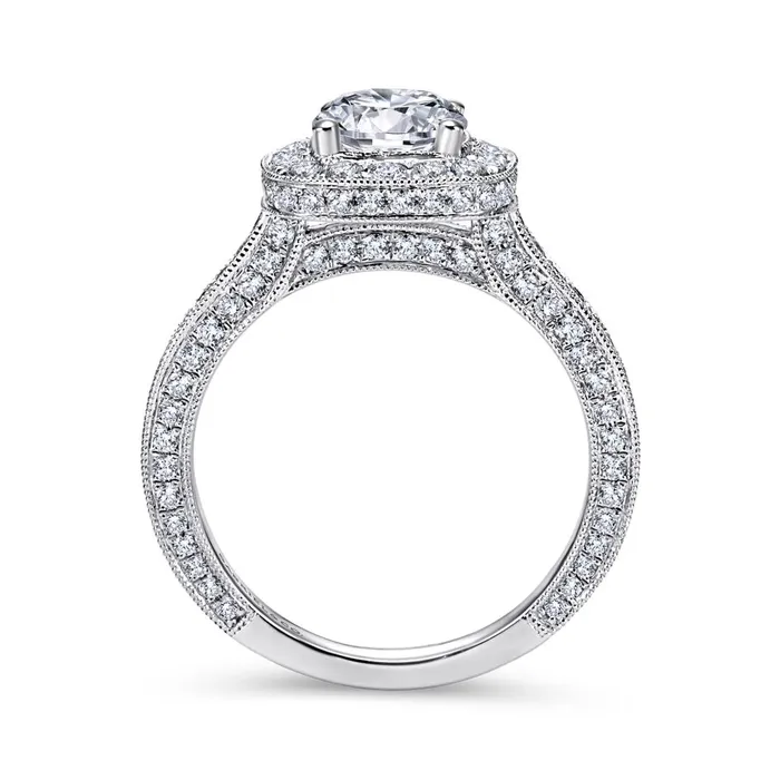 GABRIEL CO Gabriel 14K White Gold 110ctw Cushion Halo Style Diamond SemiMount Engagement Ring Rings GABRIEL CO Gabriel 14K White Gold 110ctw Cushion Halo Style Diamond SemiMount Engagement Ring Rings