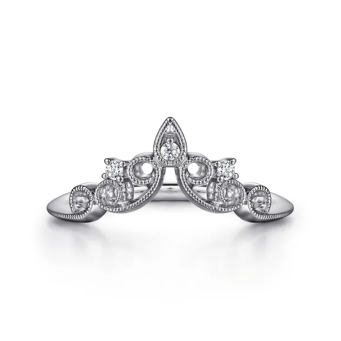 GABRIEL CO Rings Gabriel 14K White Gold 0058ctw Curved Diamond Band