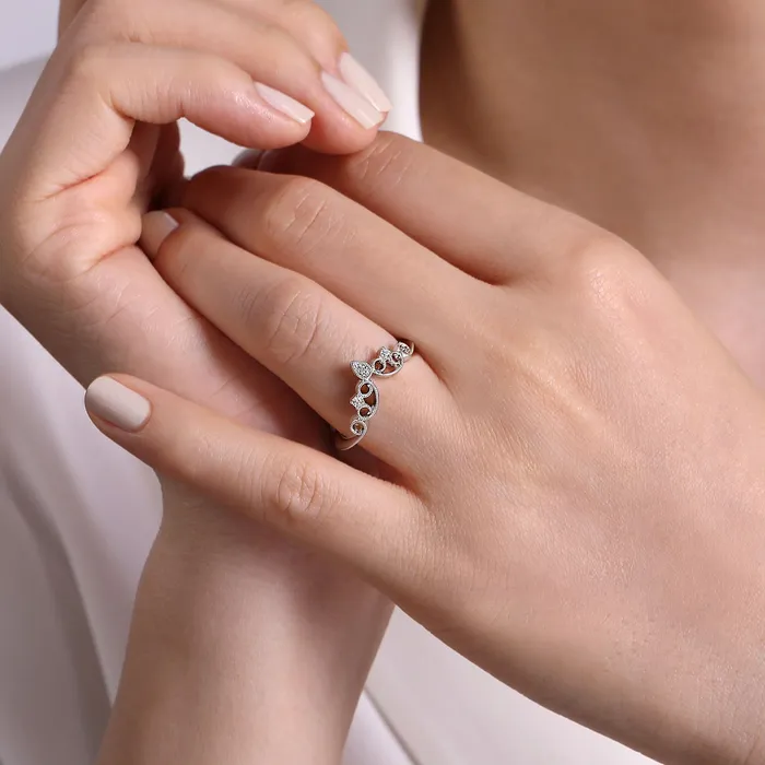 GABRIEL CO Rings Gabriel 14K White Gold 0058ctw Curved Diamond Band GABRIEL CO Rings Gabriel 14K White Gold 0058ctw Curved Diamond Band