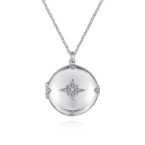 Gabriel Sterling Silver 026ctw Locket Style Sapphire Necklace GABRIEL CO Necklaces