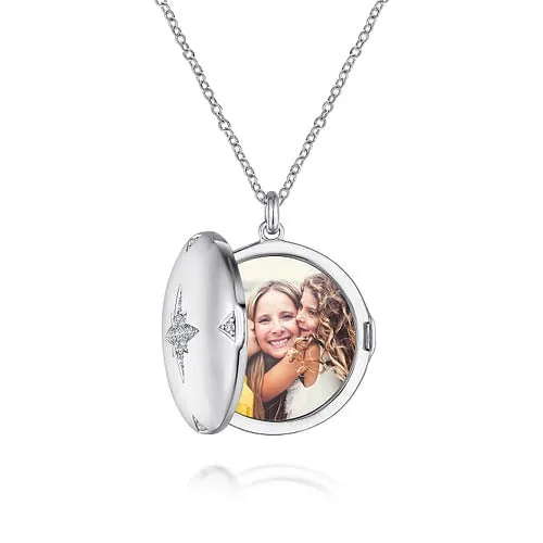 Gabriel Sterling Silver 026ctw Locket Style Sapphire Necklace GABRIEL CO Necklaces Gabriel Sterling Silver 026ctw Locket Style Sapphire Necklace GABRIEL CO Necklaces