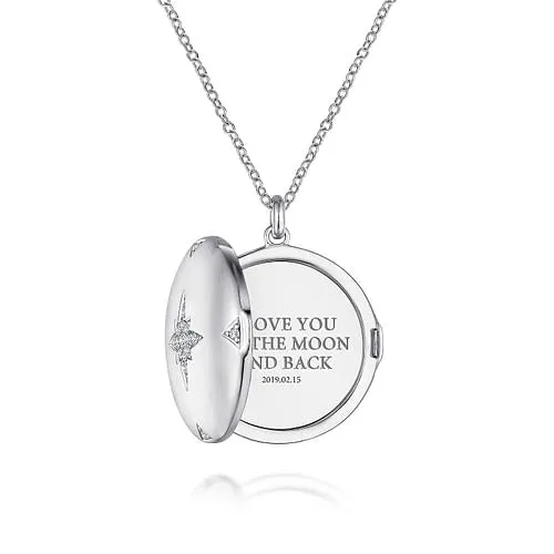 Gabriel Sterling Silver 026ctw Locket Style Sapphire Necklace GABRIEL CO Necklaces Gabriel Sterling Silver 026ctw Locket Style Sapphire Necklace GABRIEL CO Necklaces