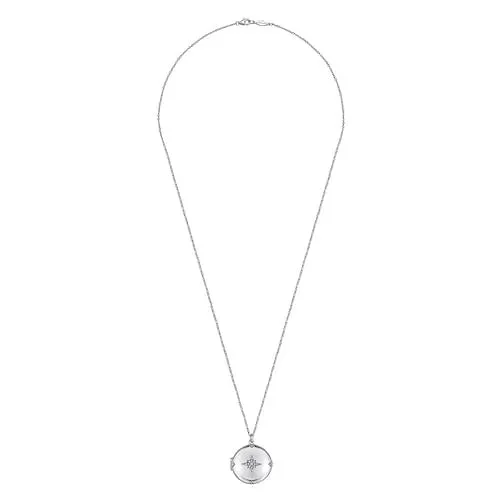 Gabriel Sterling Silver 026ctw Locket Style Sapphire Necklace GABRIEL CO Necklaces Gabriel Sterling Silver 026ctw Locket Style Sapphire Necklace GABRIEL CO Necklaces