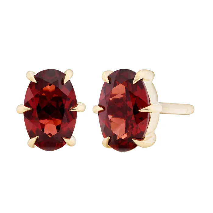 Garnet Stud Earrings SixProng Oval Valerie Madison Fine Jewelry Earrings