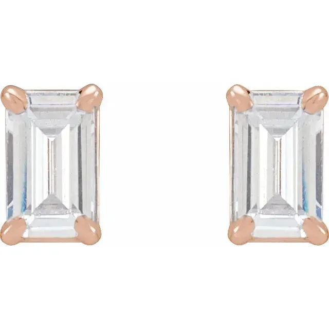 Glamorous Emerald 4 Prong LabGrown Diamond Stud Wear Everyday Earrings Solid 14K White Yellow Rose Gold Storyteller by Vintage Magnality Earrings