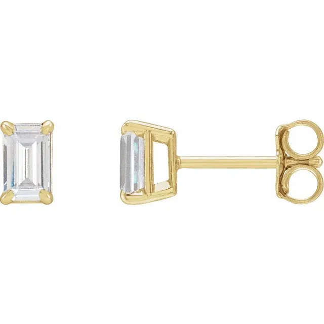 Glamorous Emerald 4 Prong LabGrown Diamond Stud Wear Everyday Earrings Solid 14K White Yellow Rose Gold Storyteller by Vintage Magnality Earrings