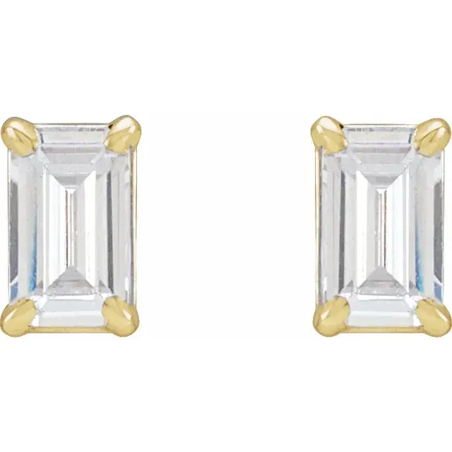 Glamorous Emerald 4 Prong LabGrown Diamond Stud Wear Everyday Earrings Solid 14K White Yellow Rose Gold Storyteller by Vintage Magnality Earrings