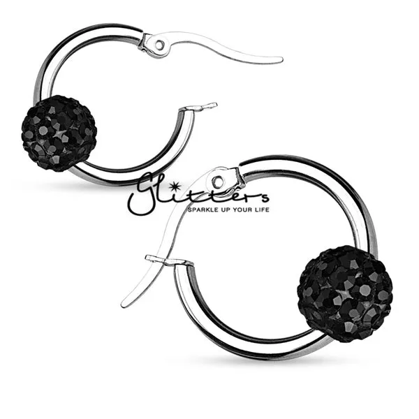 Glitters Crystal Ball 316L Surgical Steel Hoop Earrings Earrings Glitters Crystal Ball 316L Surgical Steel Hoop Earrings Earrings