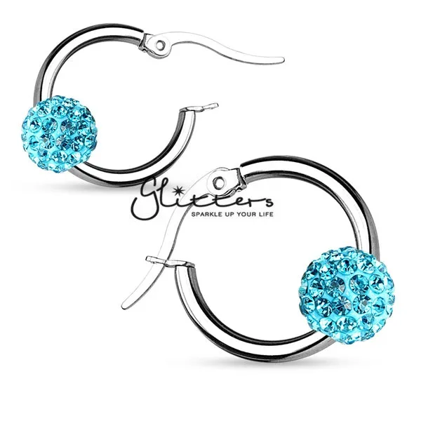 Glitters Crystal Ball 316L Surgical Steel Hoop Earrings Earrings Glitters Crystal Ball 316L Surgical Steel Hoop Earrings Earrings