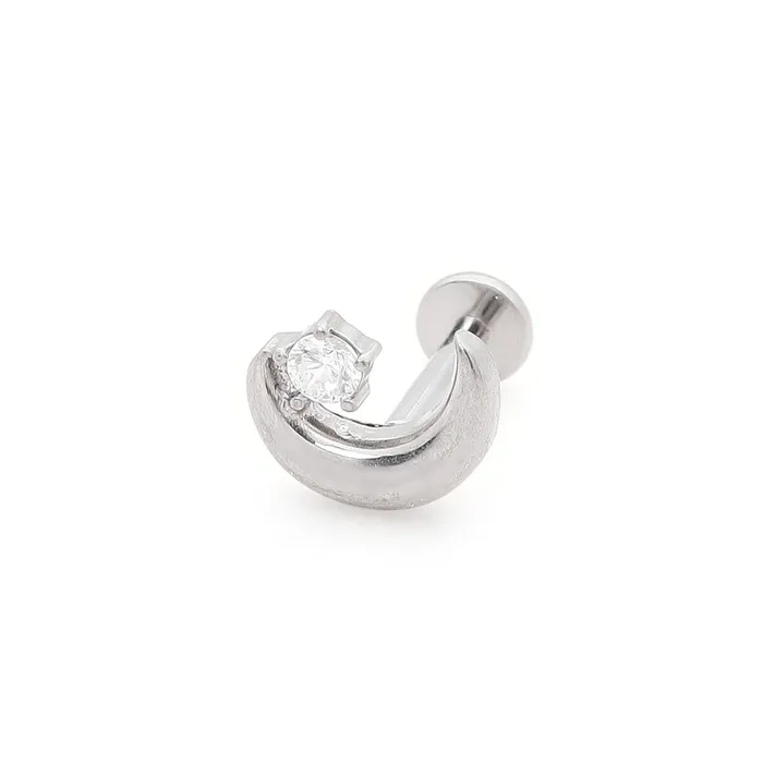 Glitters CZ Star and Crescent Top Internally Threaded Flat Back Stud Earrings Earrings Glitters CZ Star and Crescent Top Internally Threaded Flat Back Stud Earrings Earrings