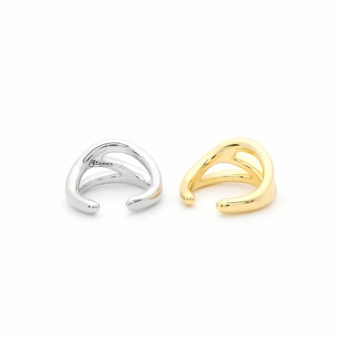 Glitters Earrings Non Pierced Double Wave Lines Conch Ear Cuff