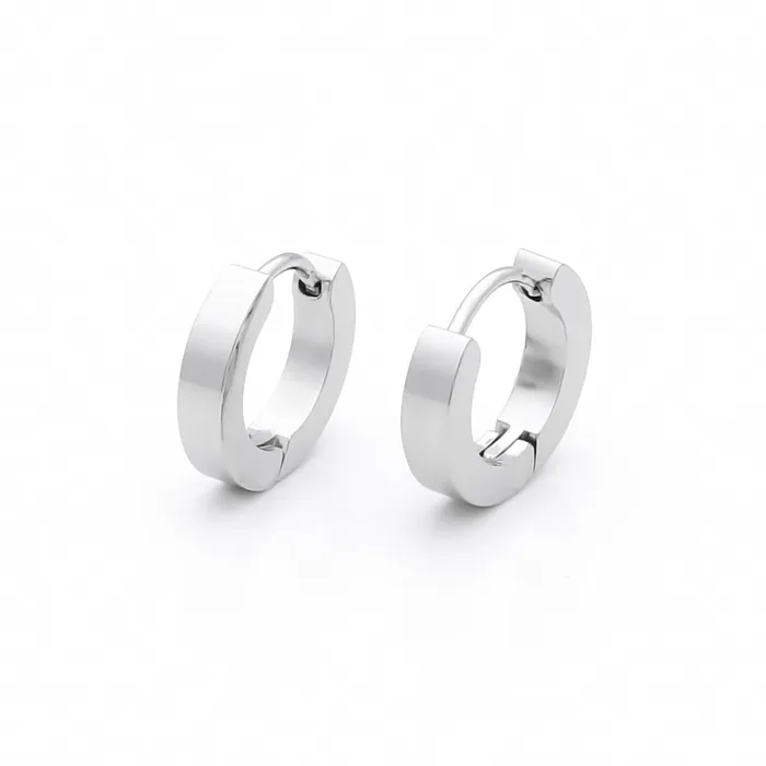 Glitters Earrings Stainless Steel Hinged Hoop Earrings 3x9