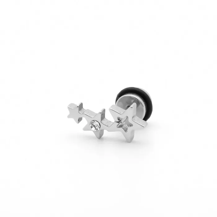 Glitters Earrings Stainless Steel Triple Stars Fake Plug Earring