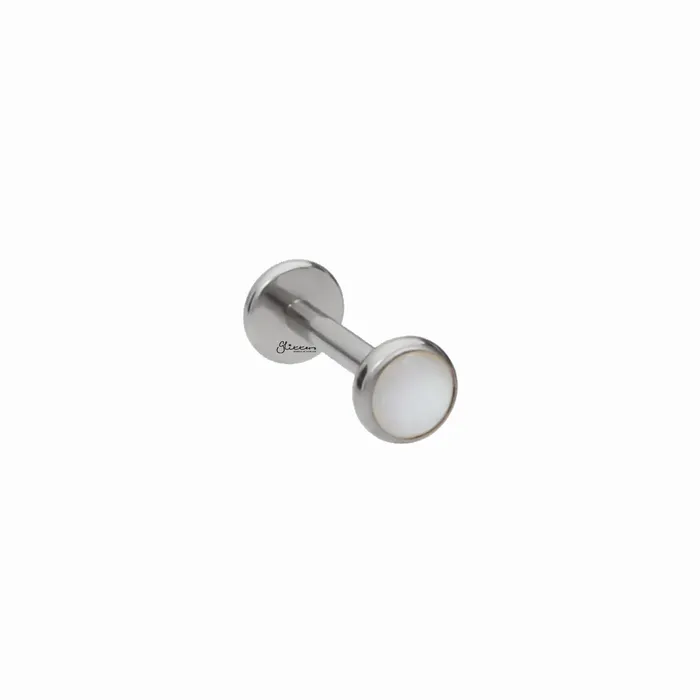 Glitters Earrings White Shell Top Titanium Flat Back Stud Earrings