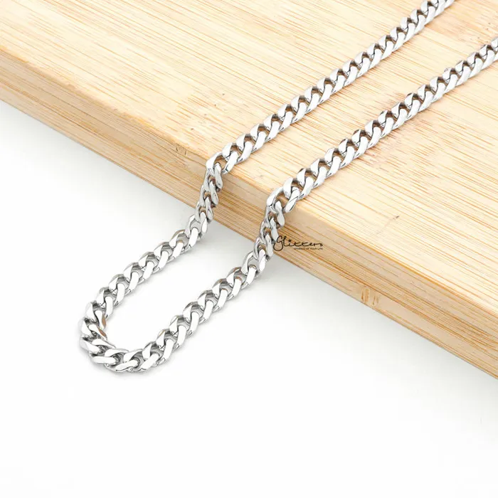 Glitters Necklaces Stainless Steel Beveled Cuban Chain Necklace 55mm width
